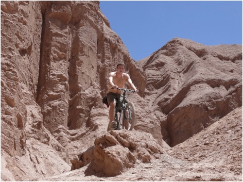 Kathleen Skoczen, Jan 2011. Alex biking in Atacama